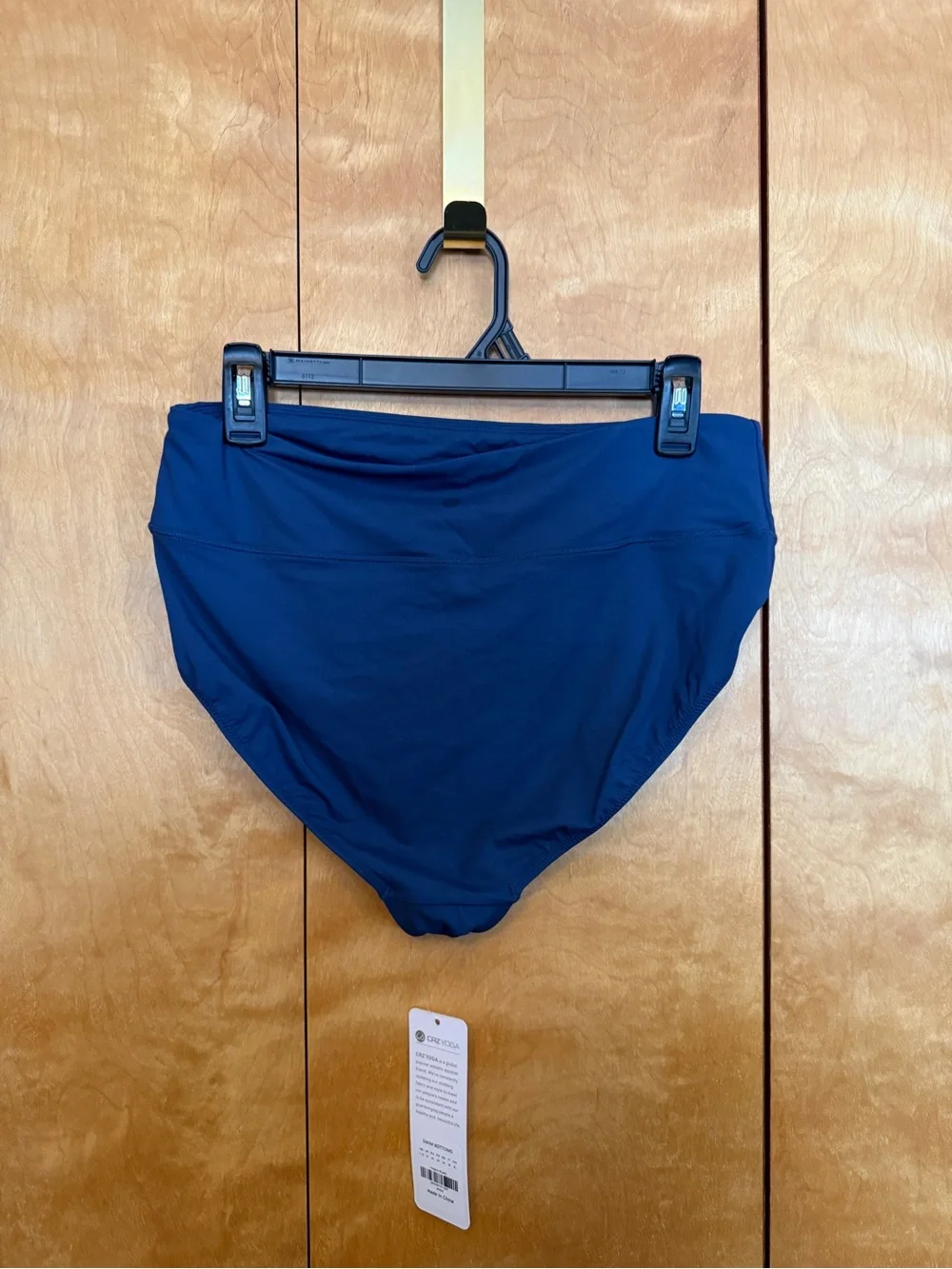 NWT * CRZ YOGA High-Waisted Bikini Bottom Insignia Blue Size Large